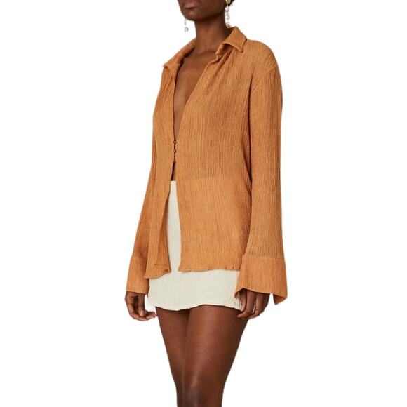 Savannah Morrow The Label Avisa 2 Button Up Top Shirt in Sandstone NWT XXL - Picture 1 of 7